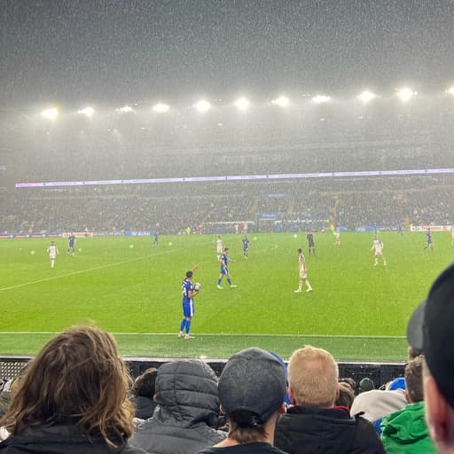Match in progress at Cardiff City Stadium under the floodlights
