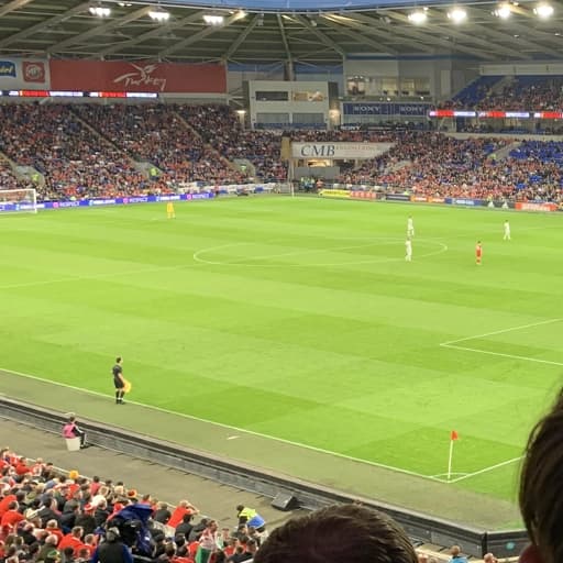 Wales football match at Cardiff City Stadium viewed from the stands
