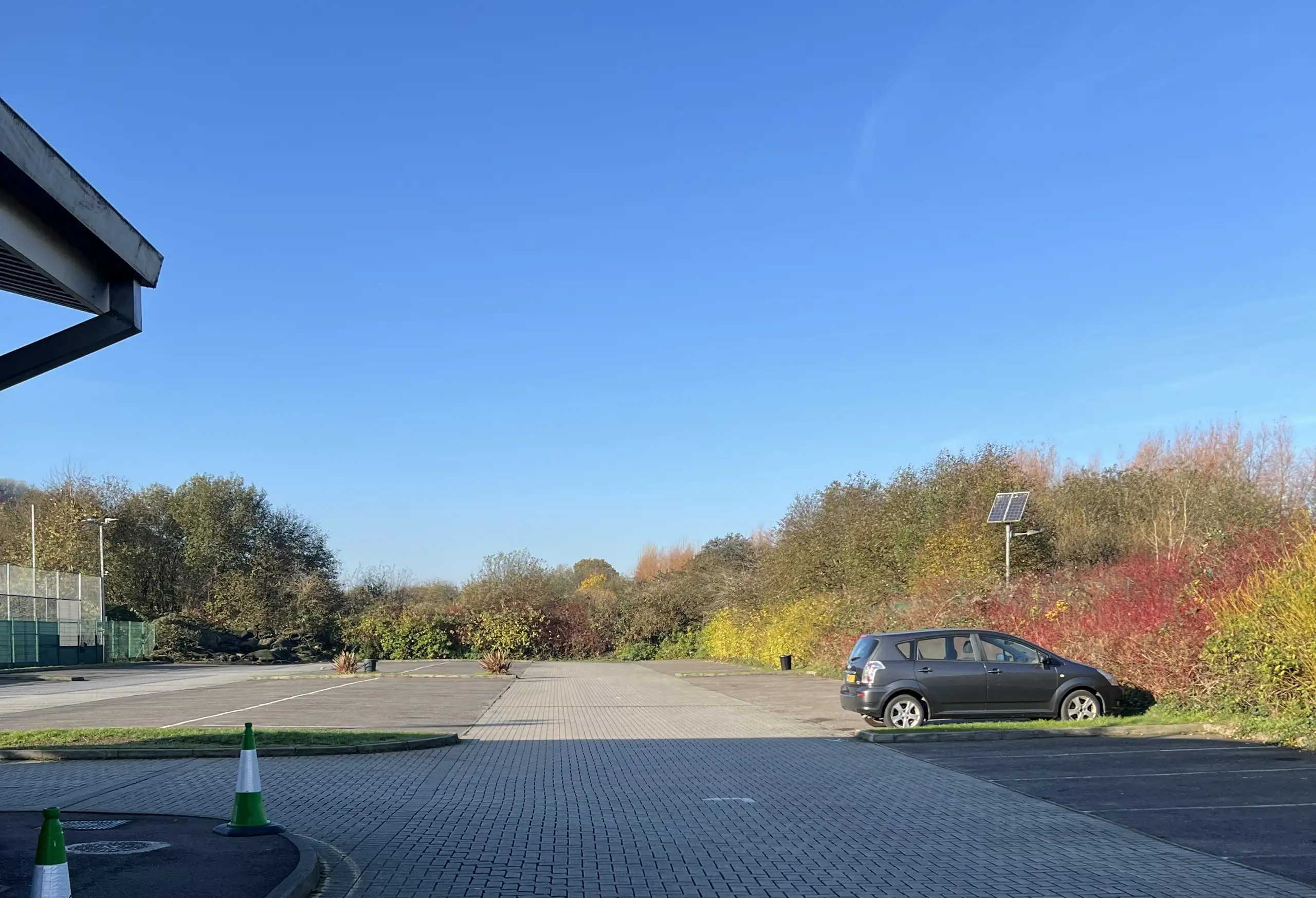 Event parking spaces in Cardiff on a clear day