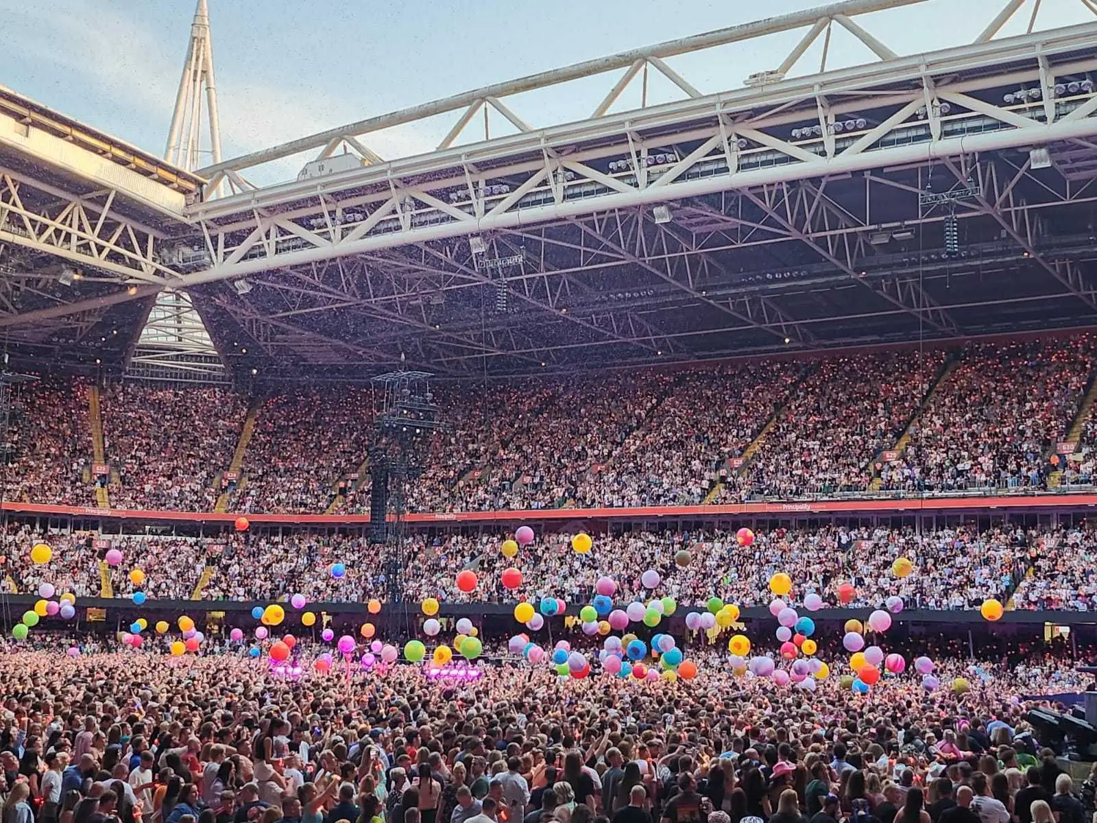 Concert crowd inside Principality Stadium during a live event